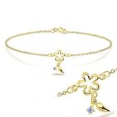 Flower and little leaf with CZ Bracelet BRS-173-GP